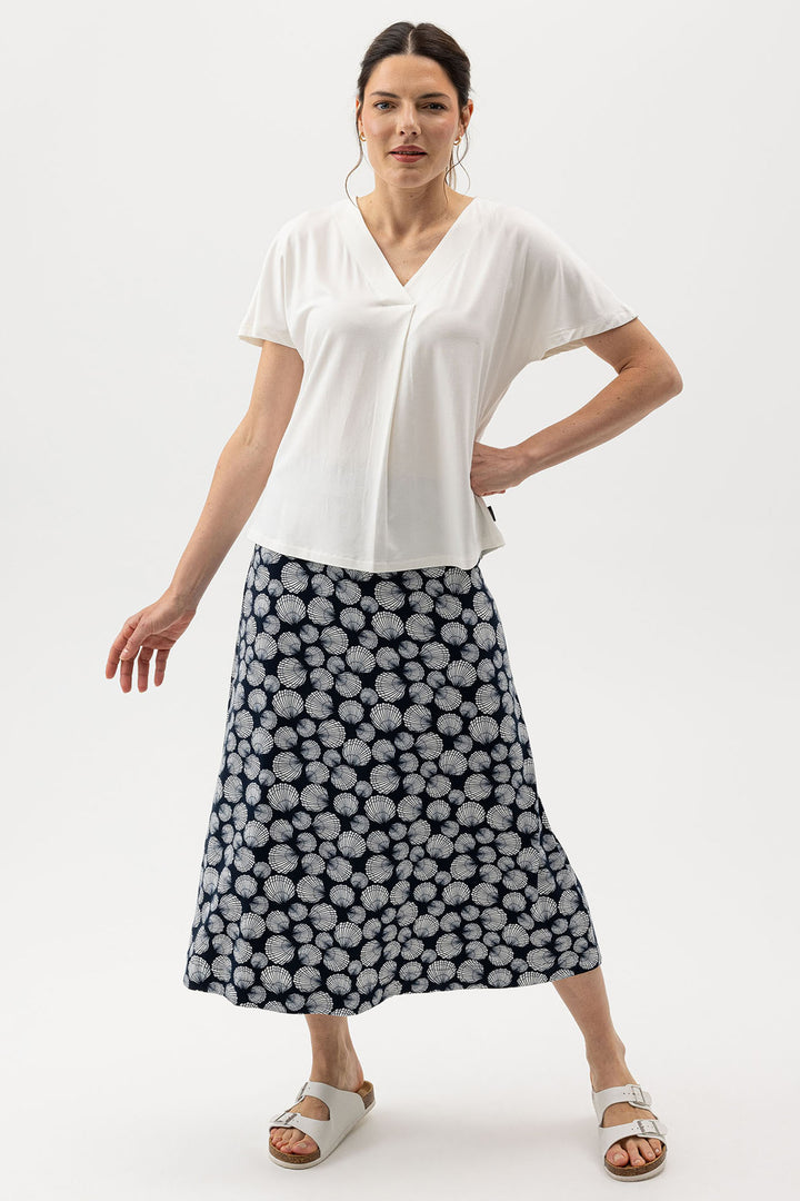 Holebrook Sweden Skirt Esther Navy Off White Shell S52606 294 - Shirley Allum Boutique