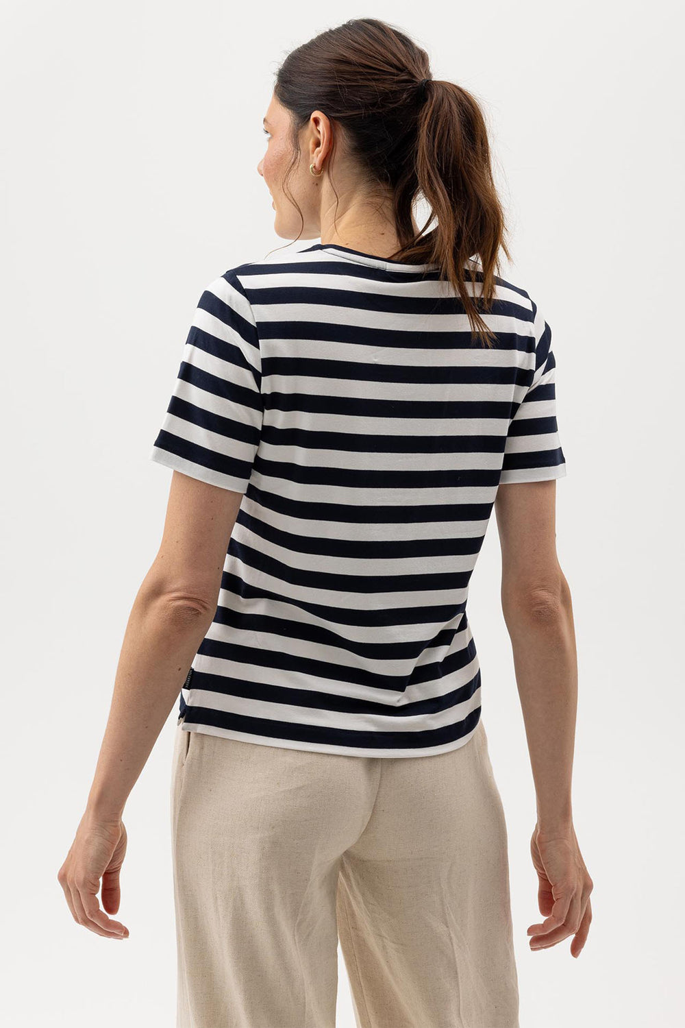Holebrook Sweden T-Shirt Jennie Navy White Stripe S32502 126 - Shirley Allum Boutique