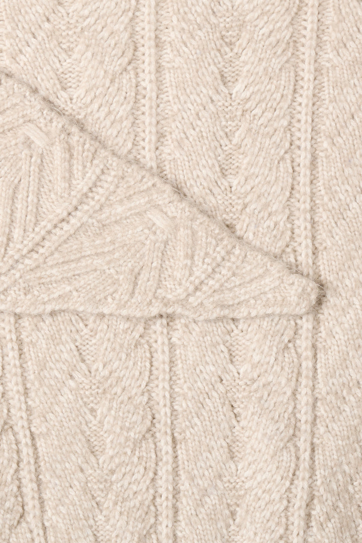 Ichi IAMynte Oatmeal Melange Beige Knitted Neck Scarf 20124767 1304011 - Shirley Allum Boutique
