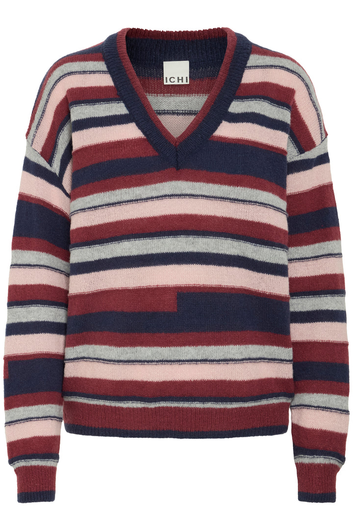 Ichi IHAstra Total Eclipse Navy Striped Jumper 20124630 900001687 - Shirley Allum Boutique