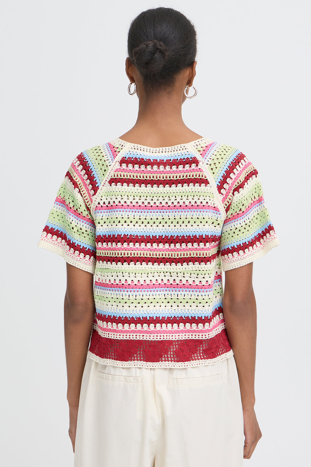 Ichi IHBANDIE 20125661 Multicolour Stripe Short Sleeve Jumper