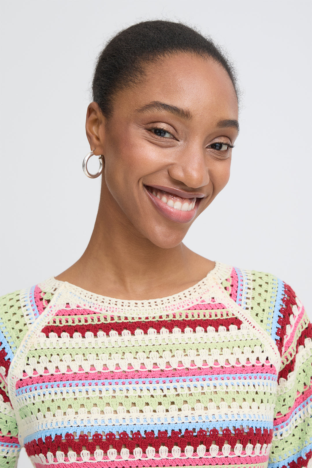 Ichi IHBANDIE 20125661 Multicolour Stripe Short Sleeve Jumper