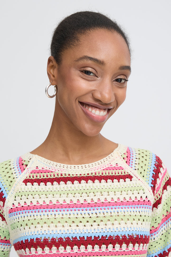 Ichi IHBANDIE 20125661 Multicolour Stripe Short Sleeve Jumper