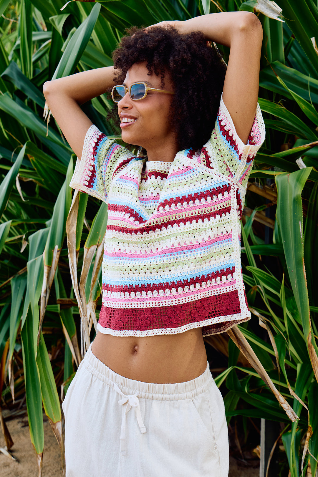 Ichi IHBANDIE 20125661 Multicolour Stripe Short Sleeve Jumper