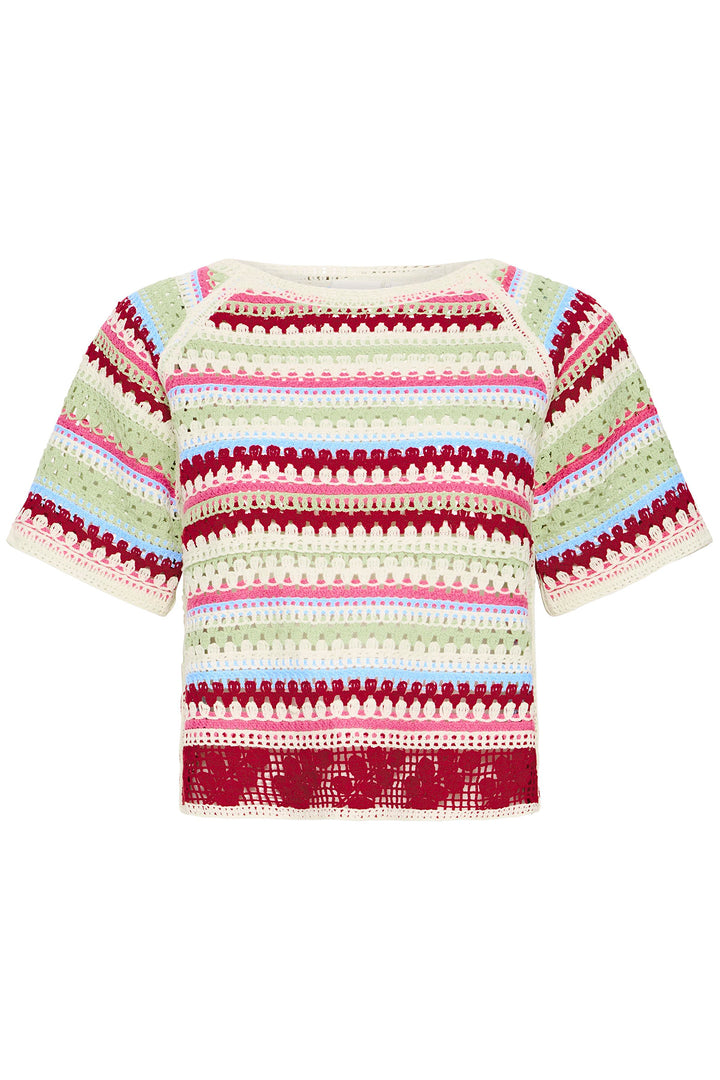 Ichi IHBANDIE 20125661 Multicolour Stripe Short Sleeve Jumper