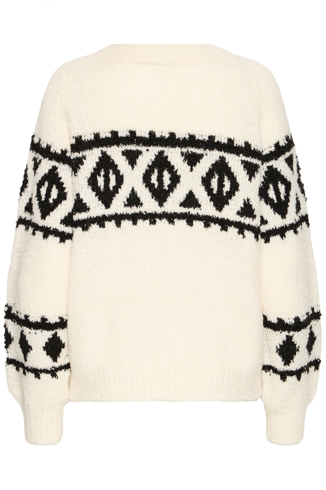 Ichi IHCarani Birch Cream Long Sleeve Pattern Jumper 20124518 130905 - Shirley Allum Boutique