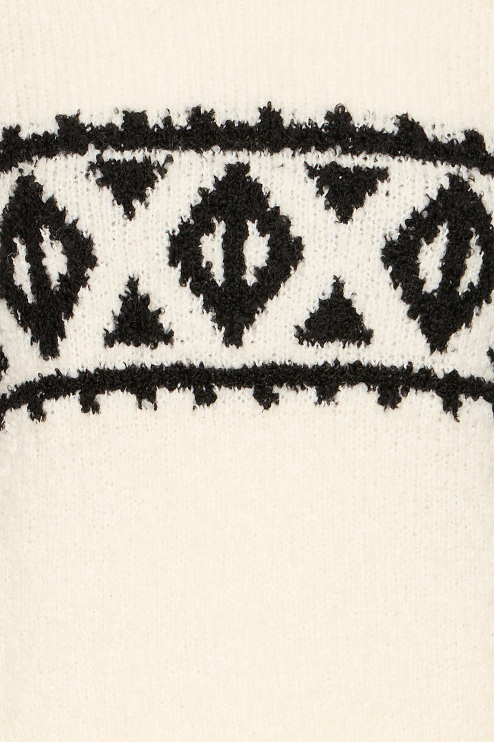 Ichi IHCarani Birch Cream Long Sleeve Pattern Jumper 20124518 130905 - Shirley Allum Boutique