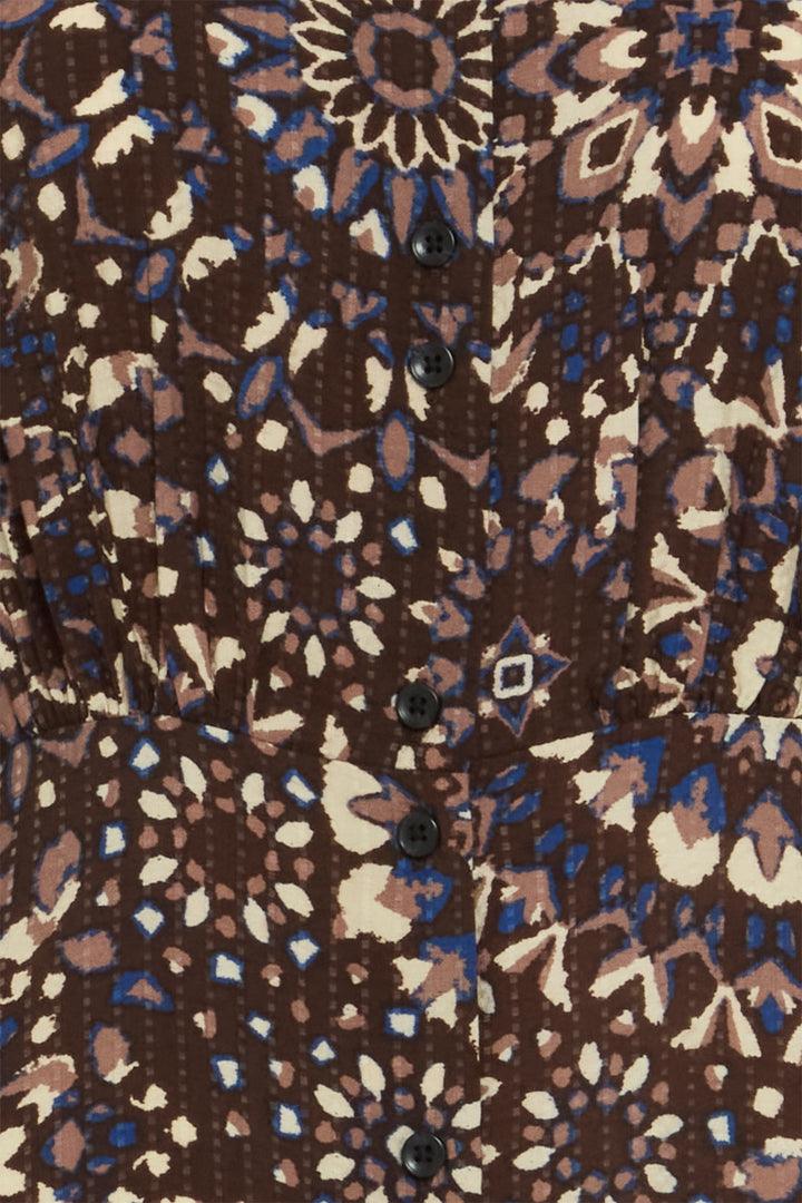 Ichi IHCraviz Brown Kaleidoscope Print Dress 20124607 900001549 - Shirley Allum Boutique