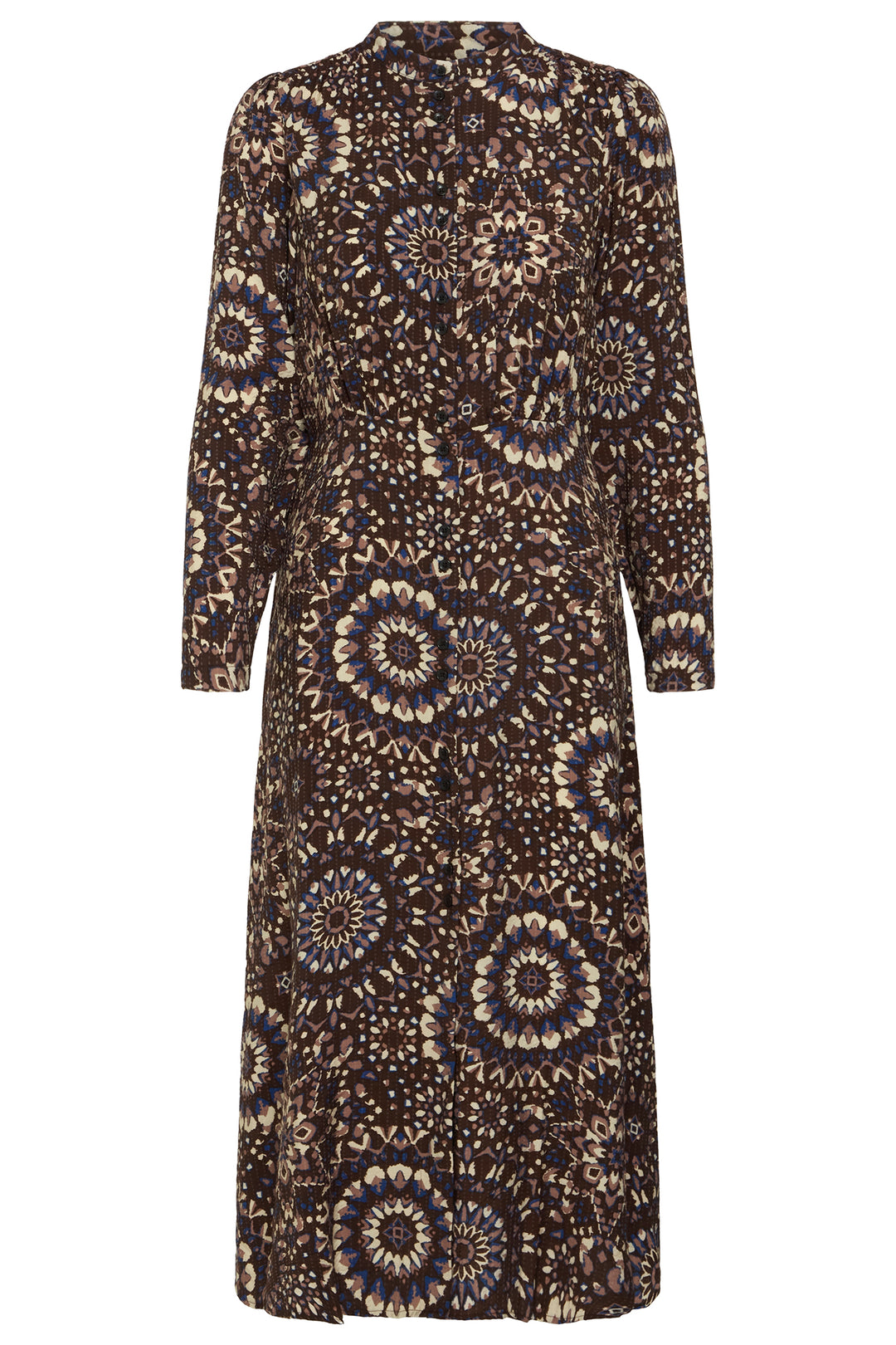 Ichi IHCraviz Brown Kaleidoscope Print Dress 20124607 900001549 - Shirley Allum Boutique