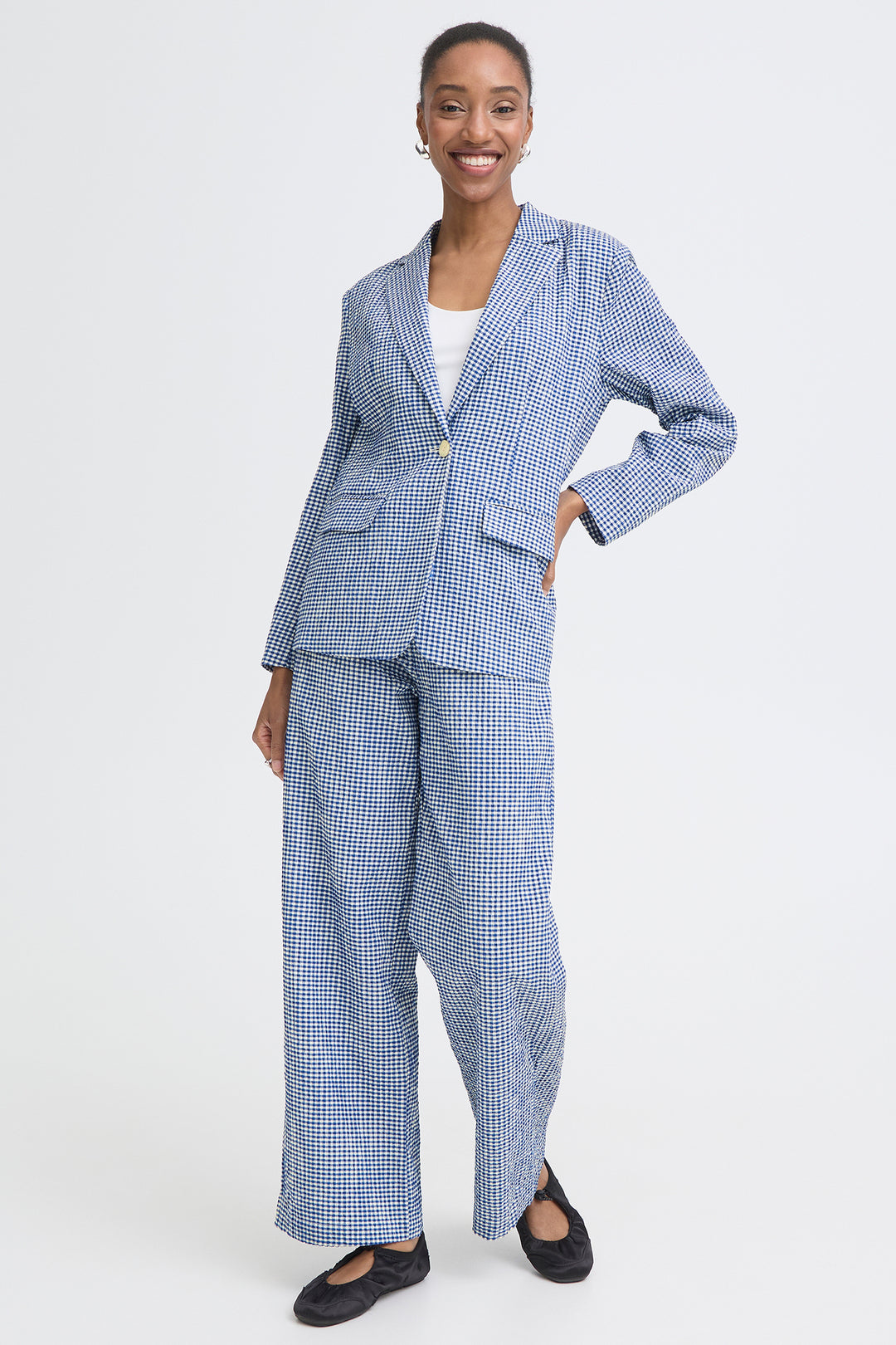 Ichi IHJILMA 20125620 Sodalite Blue Check Jacket