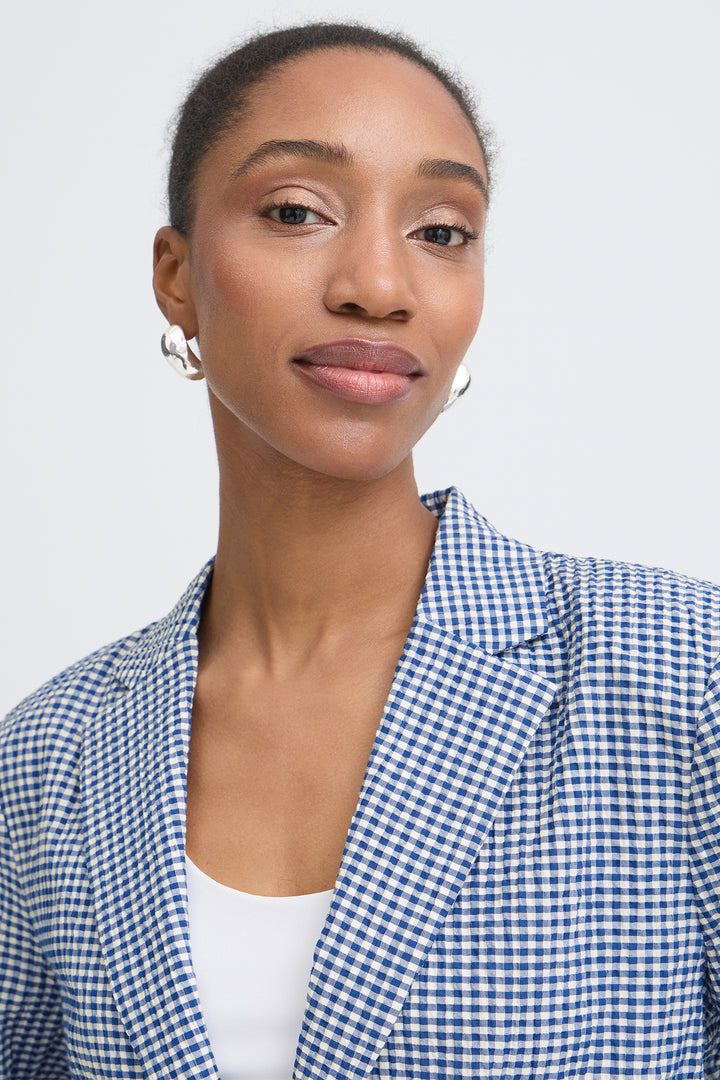 Ichi IHJILMA 20125620 Sodalite Blue Check Jacket