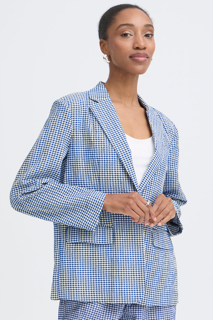 Ichi IHJILMA 20125620 Sodalite Blue Check Jacket