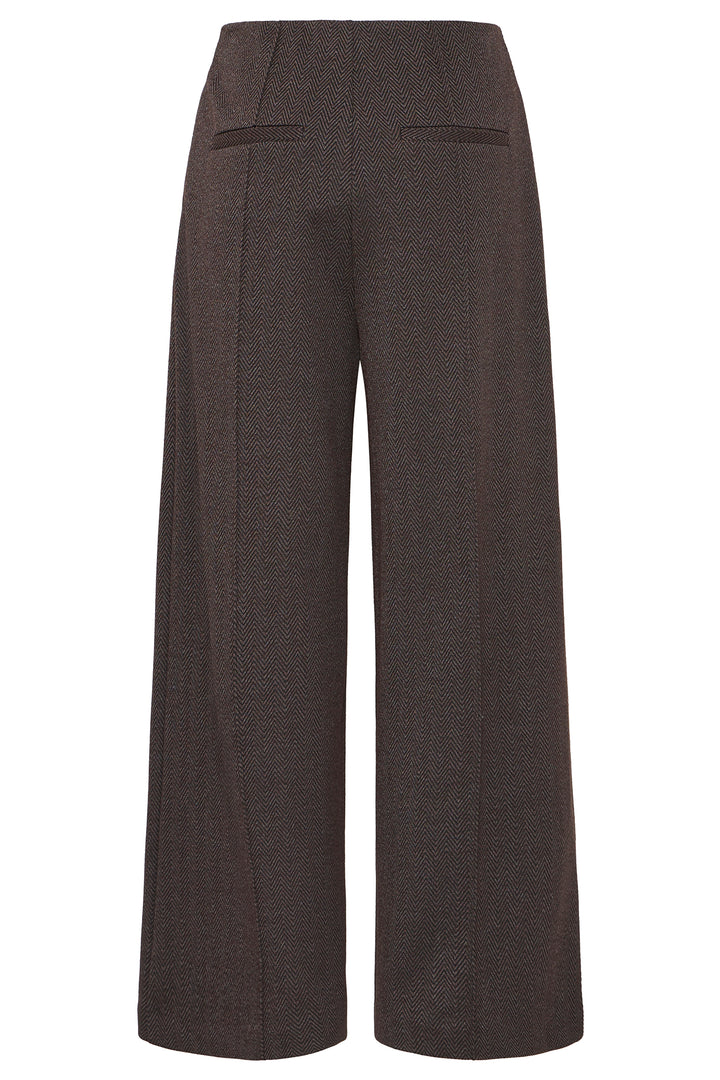 Ichi IHKate Black Brown Herringbone Trousers 20121602 900001779 - Shirley Allum Boutique