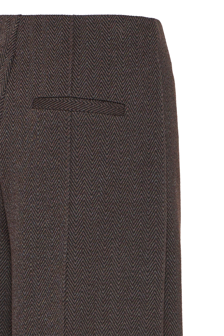 Ichi IHKate Black Brown Herringbone Trousers 20121602 900001779 - Shirley Allum Boutique