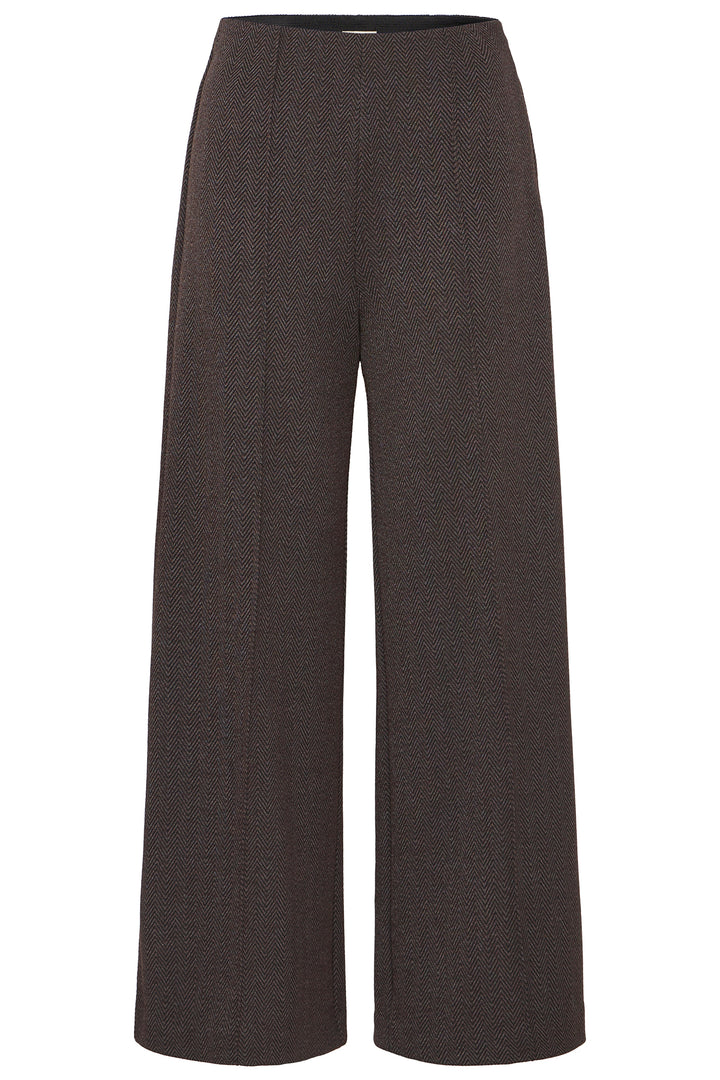 Ichi IHKate Black Brown Herringbone Trousers 20121602 900001779 - Shirley Allum Boutique