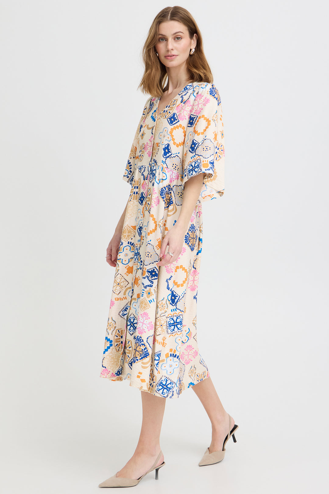 Ichi IHLANCIE 20125548 Graph Cream Print Dress