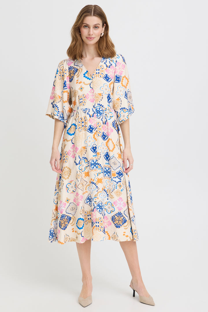 Ichi IHLANCIE 20125548 Graph Cream Print Dress