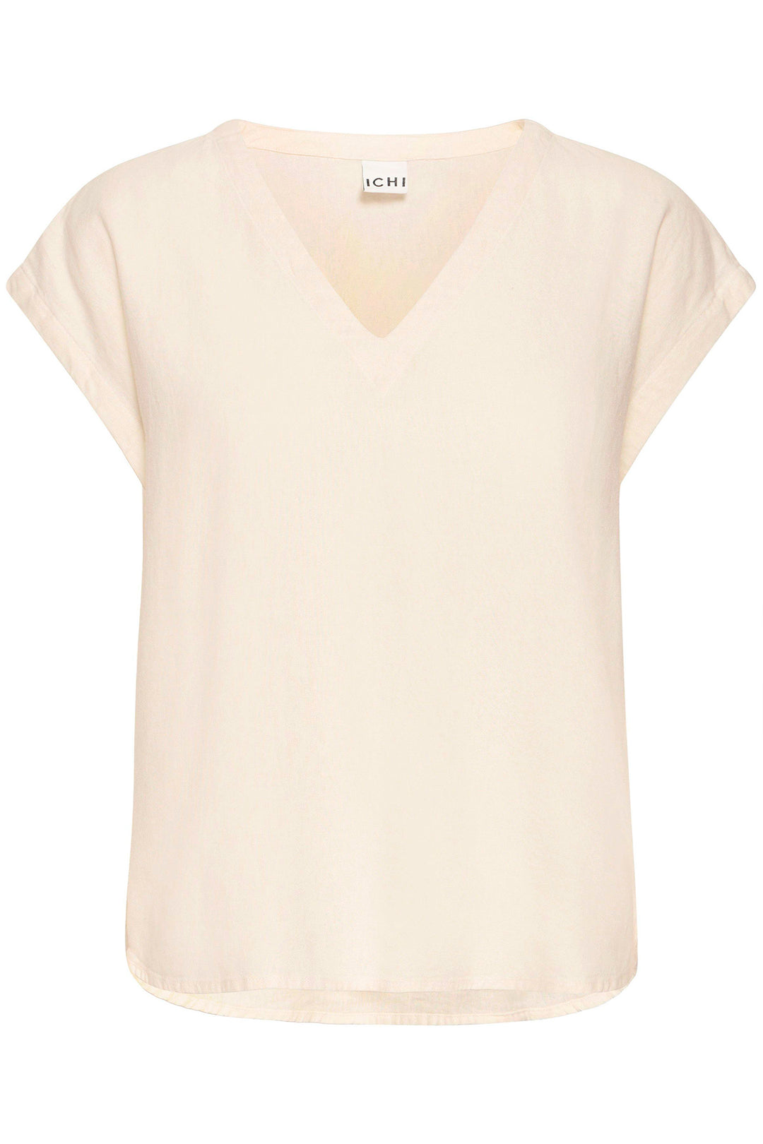 Ichi IHLINNO 20122908 Natural Ecru Cap Sleeve V-Neck Top