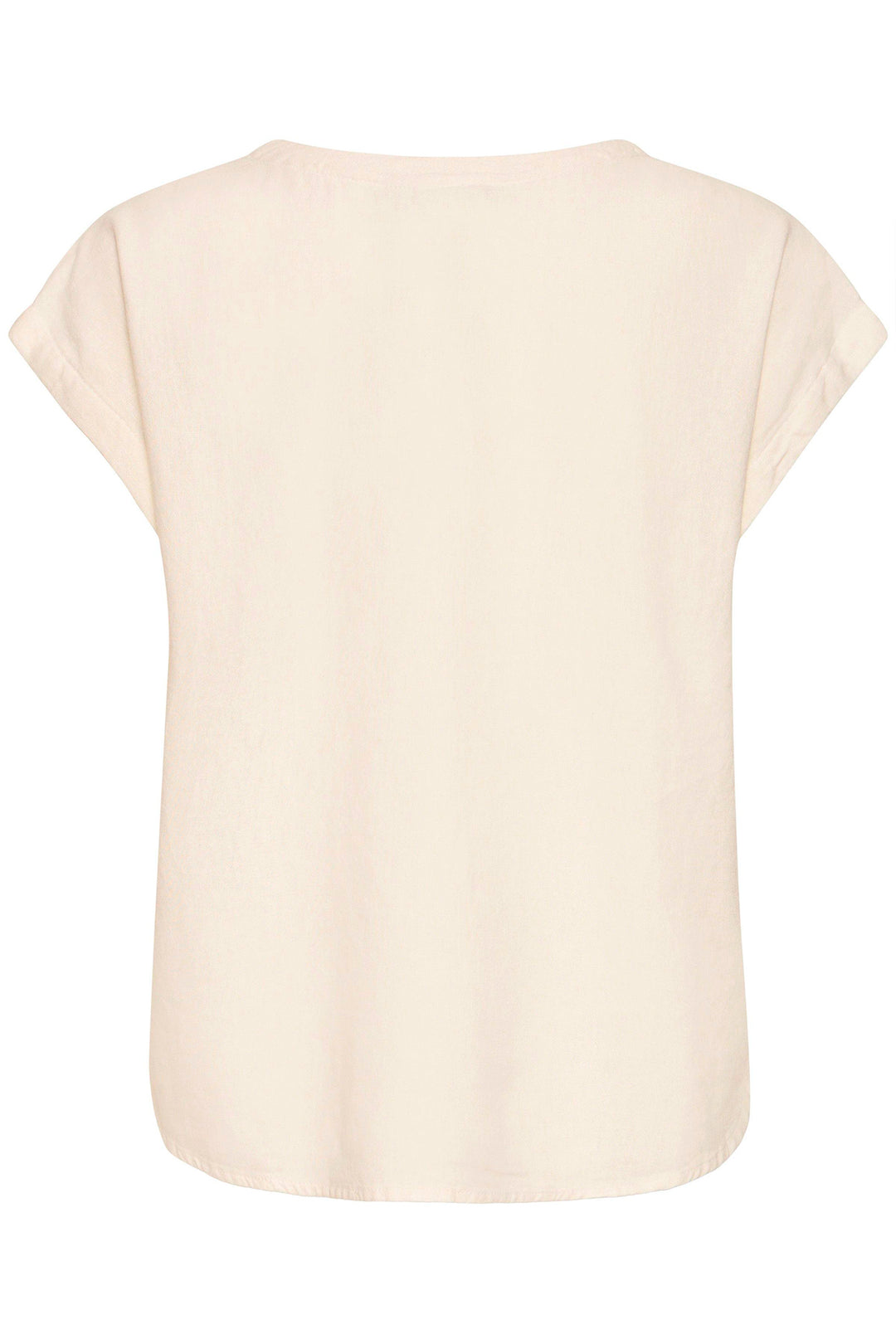 Ichi IHLINNO 20122908 Natural Ecru Cap Sleeve V-Neck Top