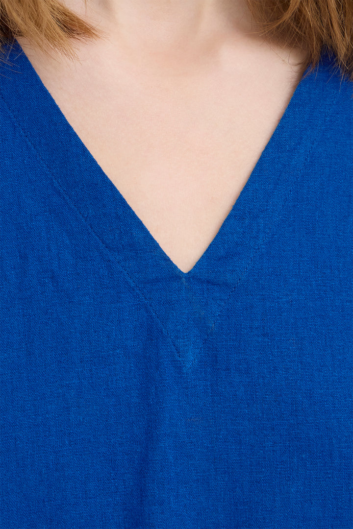 Ichi IHLINNO 20122908 Sodalite Blue Cap Sleeve V-Neck Top