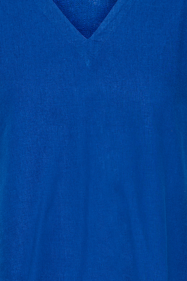 Ichi IHLINNO 20122908 Sodalite Blue Cap Sleeve V-Neck Top