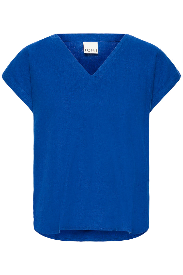 Ichi IHLINNO 20122908 Sodalite Blue Cap Sleeve V-Neck Top