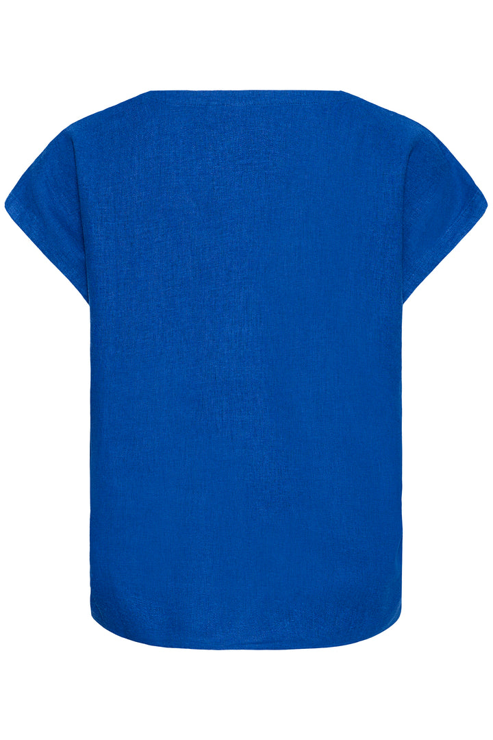 Ichi IHLINNO 20122908 Sodalite Blue Cap Sleeve V-Neck Top