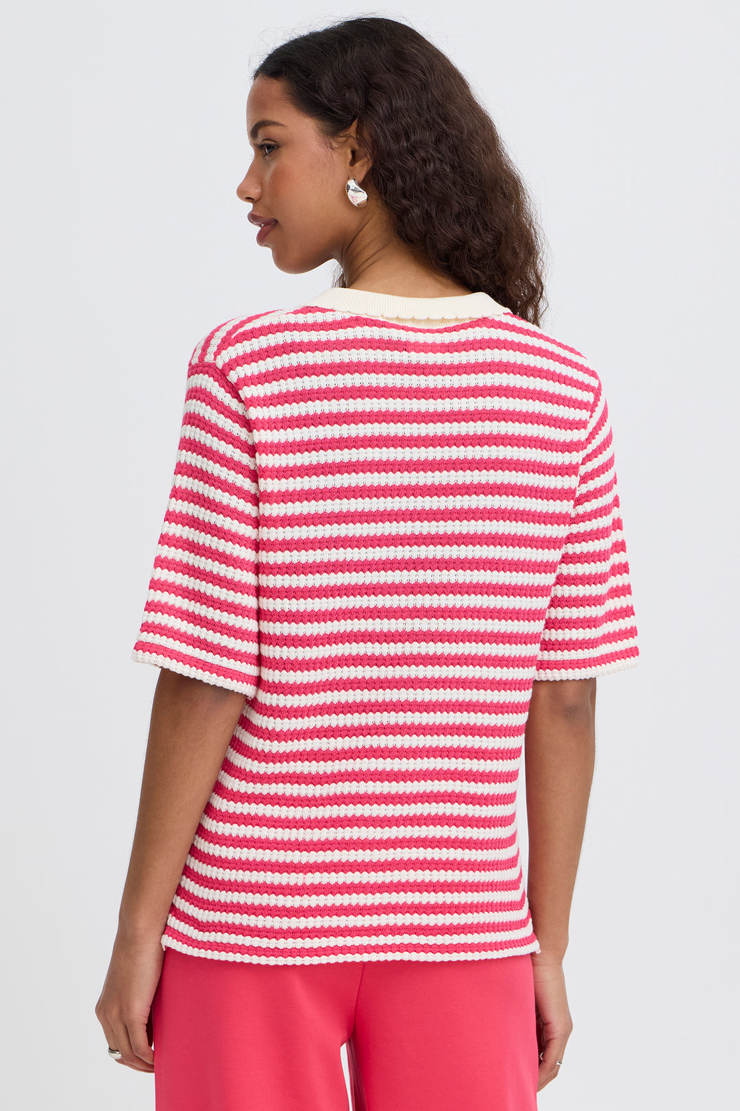 Ichi IHLORIANNA 20125585 Azalea Pink Stripe Knit Top