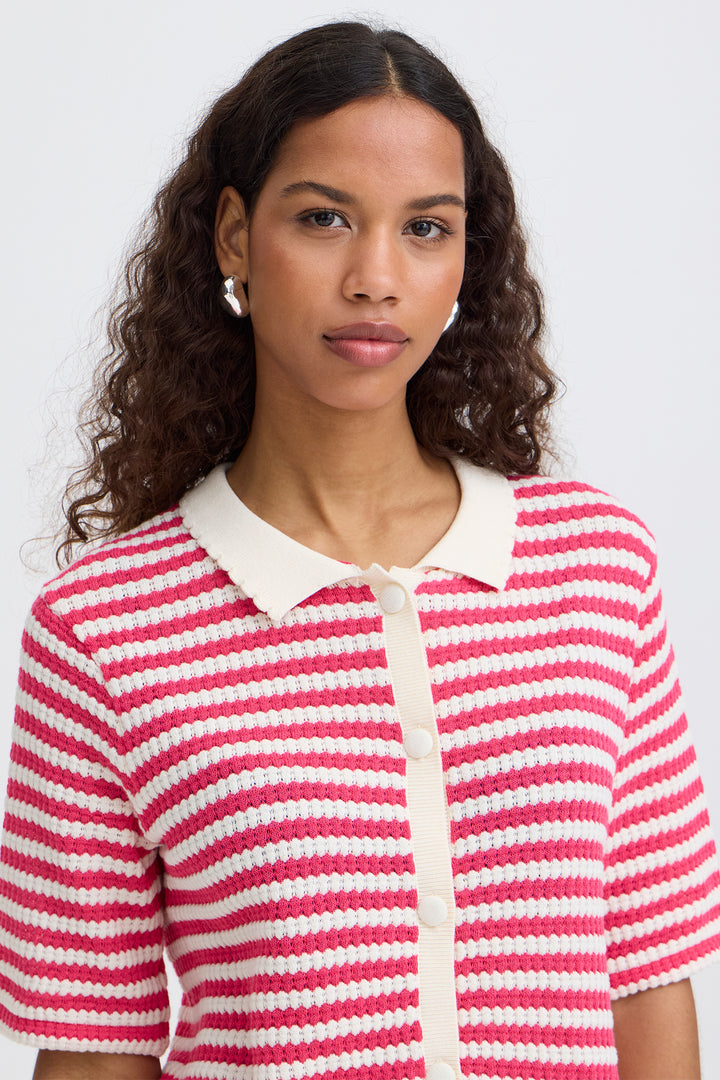 Ichi IHLORIANNA 20125585 Azalea Pink Stripe Knit Top