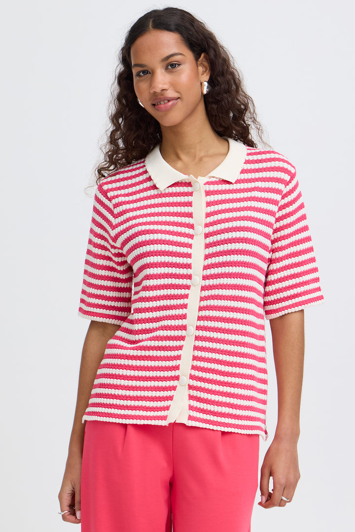 Ichi IHLORIANNA 20125585 Azalea Pink Stripe Knit Top