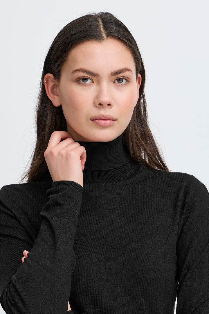Ichi IHMafa Black Rollneck Jumper 103646 10001 - Shirley Allum Boutique