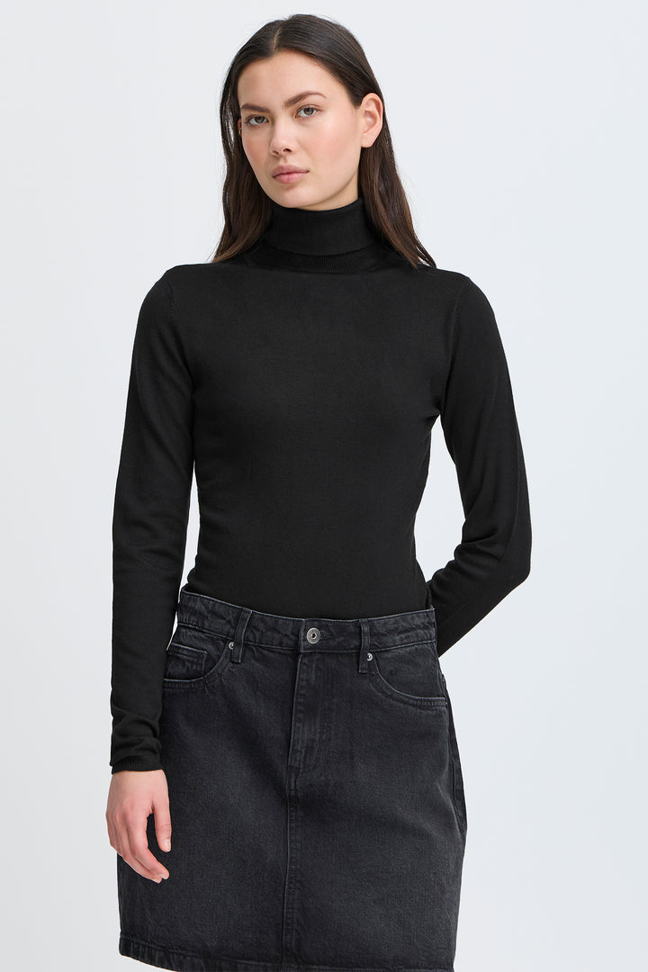 Ichi IHMafa Black Rollneck Jumper 103646 10001 - Shirley Allum Boutique