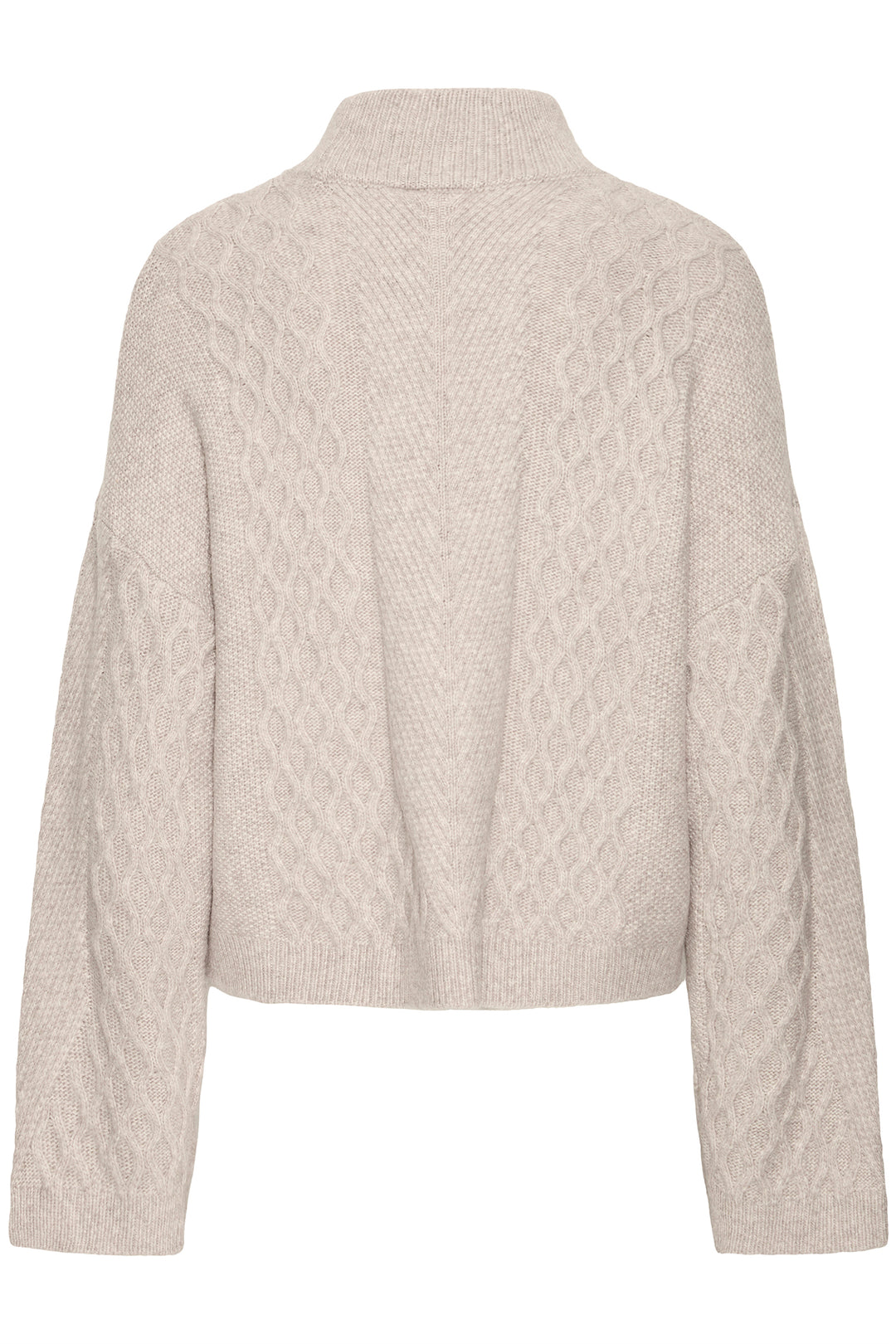 Ichi IHMylle Oatmeal Beige Funnel Neck Jumper 20124555 130401 - Shirley Allum Boutique