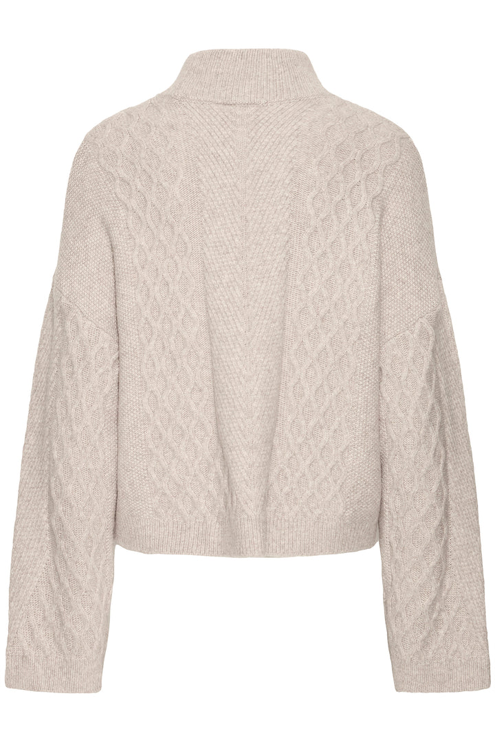 Ichi IHMylle Oatmeal Beige Funnel Neck Jumper 20124555 130401 - Shirley Allum Boutique