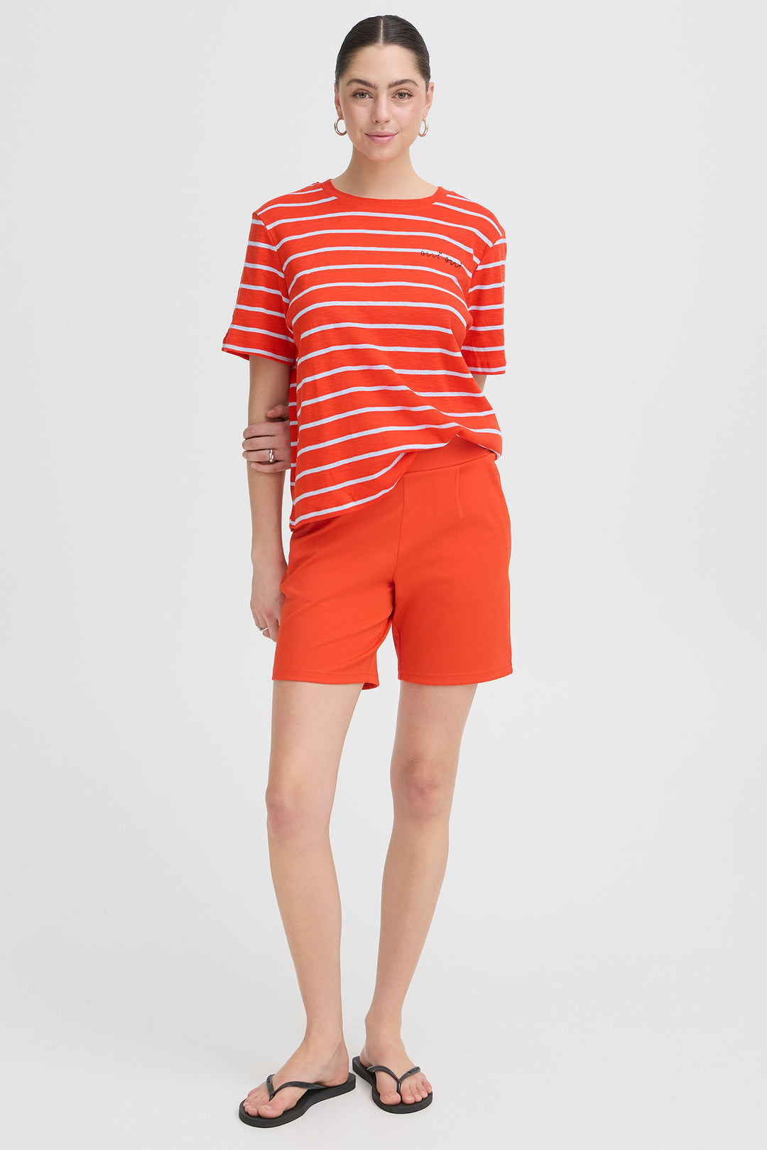 Ichi IHNOVA 20125540 900005490 Fiery Red &amp; Blue Stripe T-Shirt