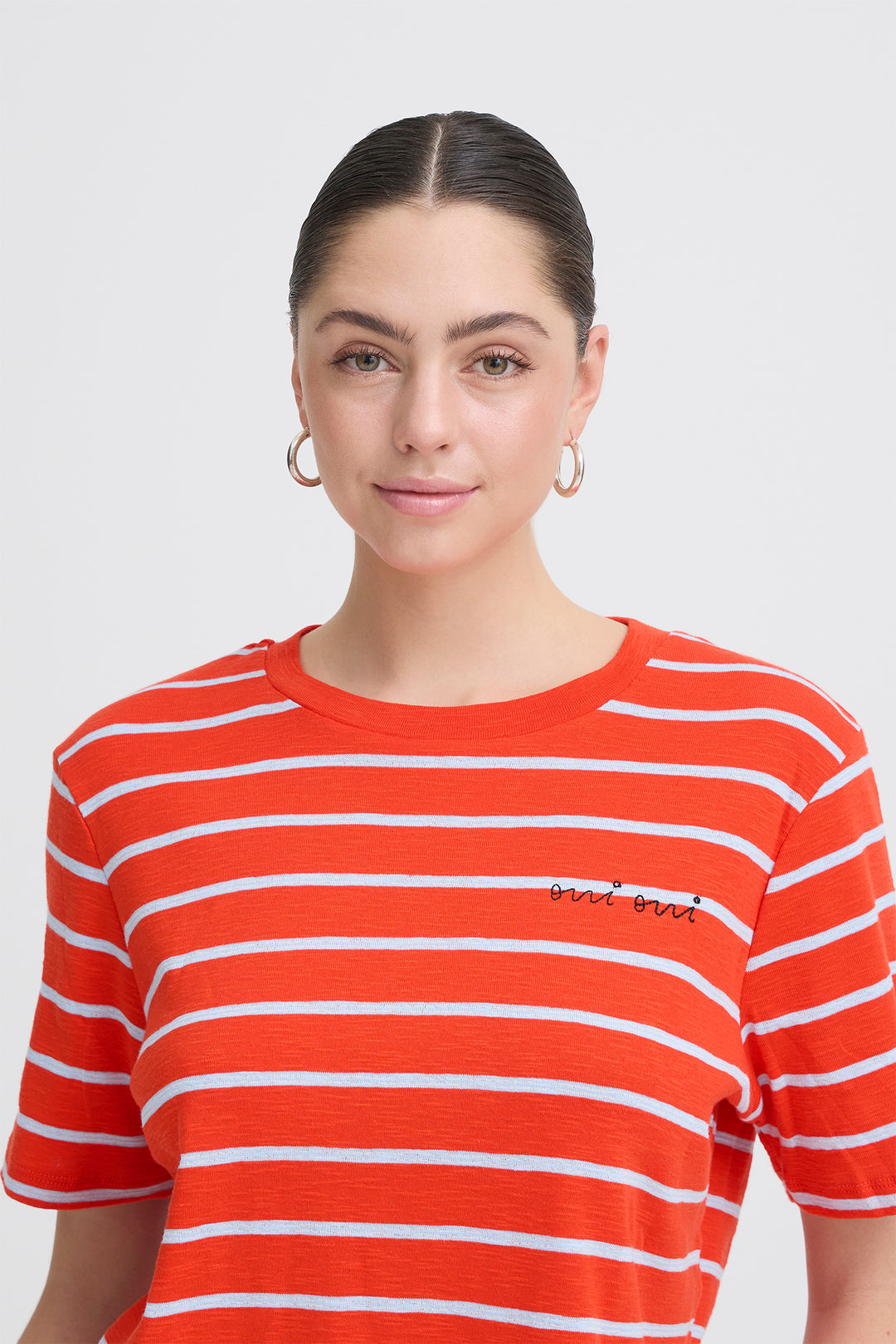 Ichi IHNOVA 20125540 900005490 Fiery Red &amp; Blue Stripe T-Shirt