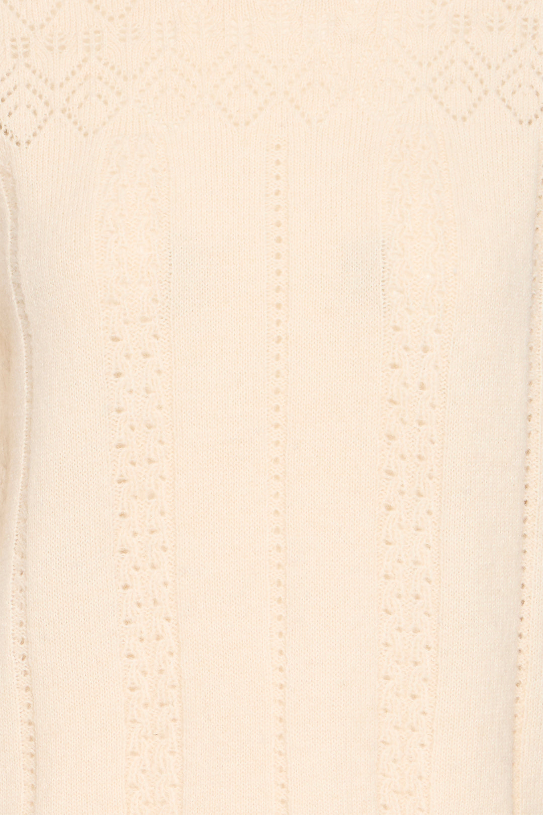 Ichi IHPovoke Birch Cream Button Neck Jumper 20124562 130905 - Shirley Allum Boutique