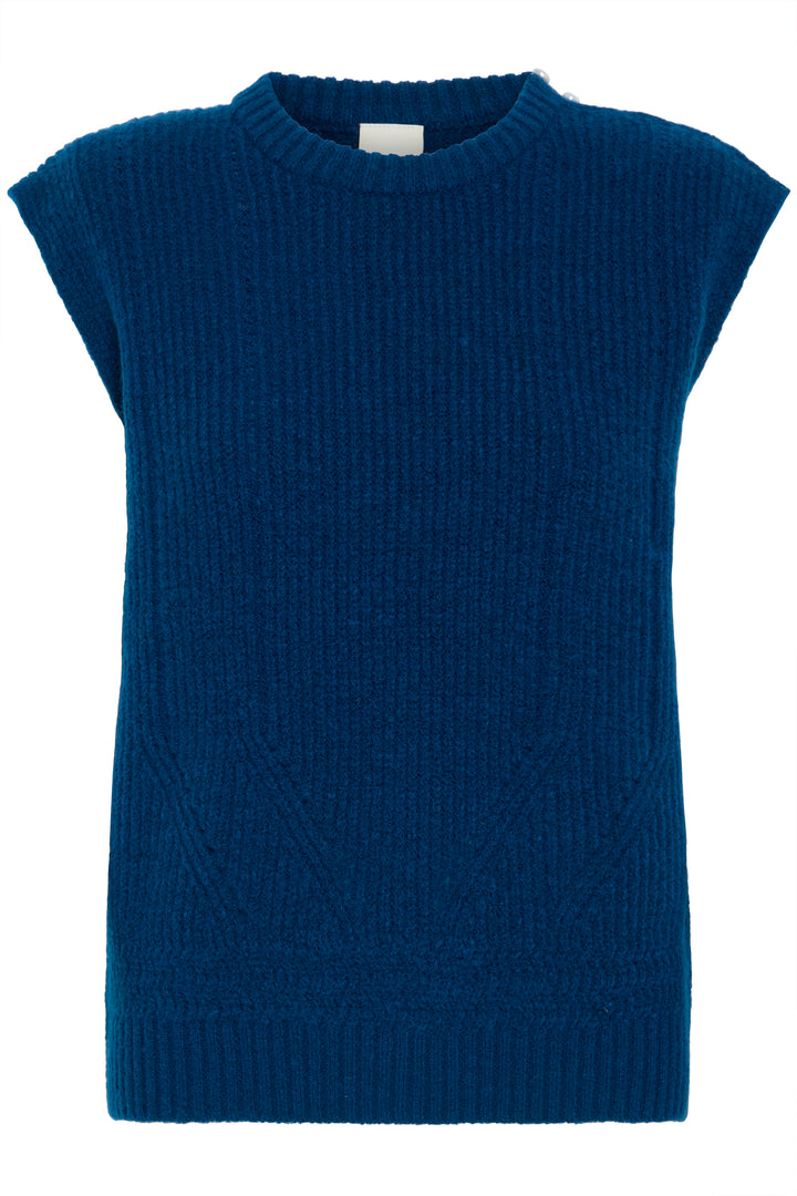Ichi IHPovoke Navy Peony Tank Top Jumper 20124588 194029 - Shirley Allum Boutique