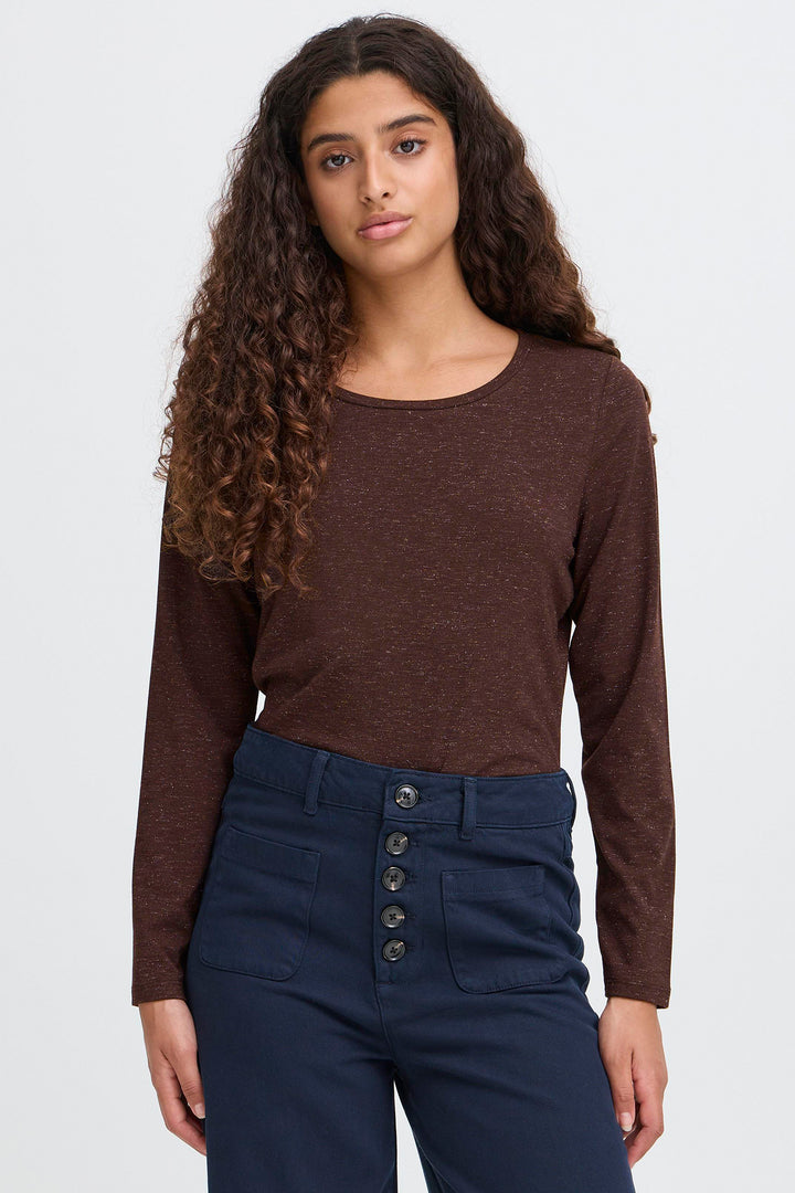 Ichi IHRebel Coffee Bean Long Sleeve T-Shirt 20113521 190915