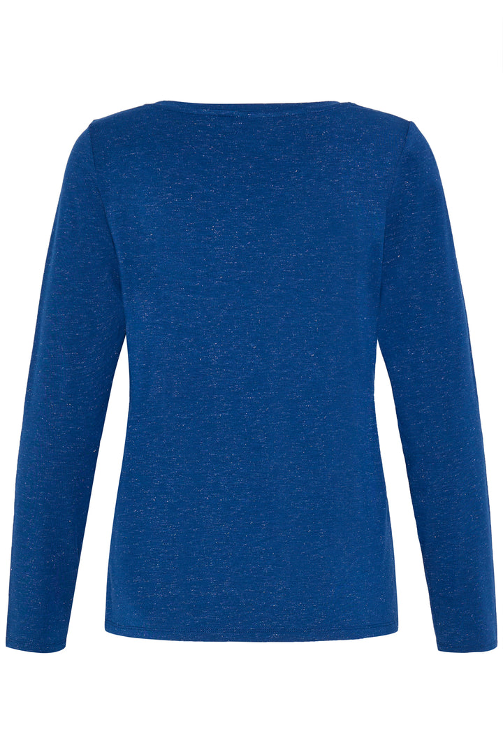 Blue long-sleeve top on a white background