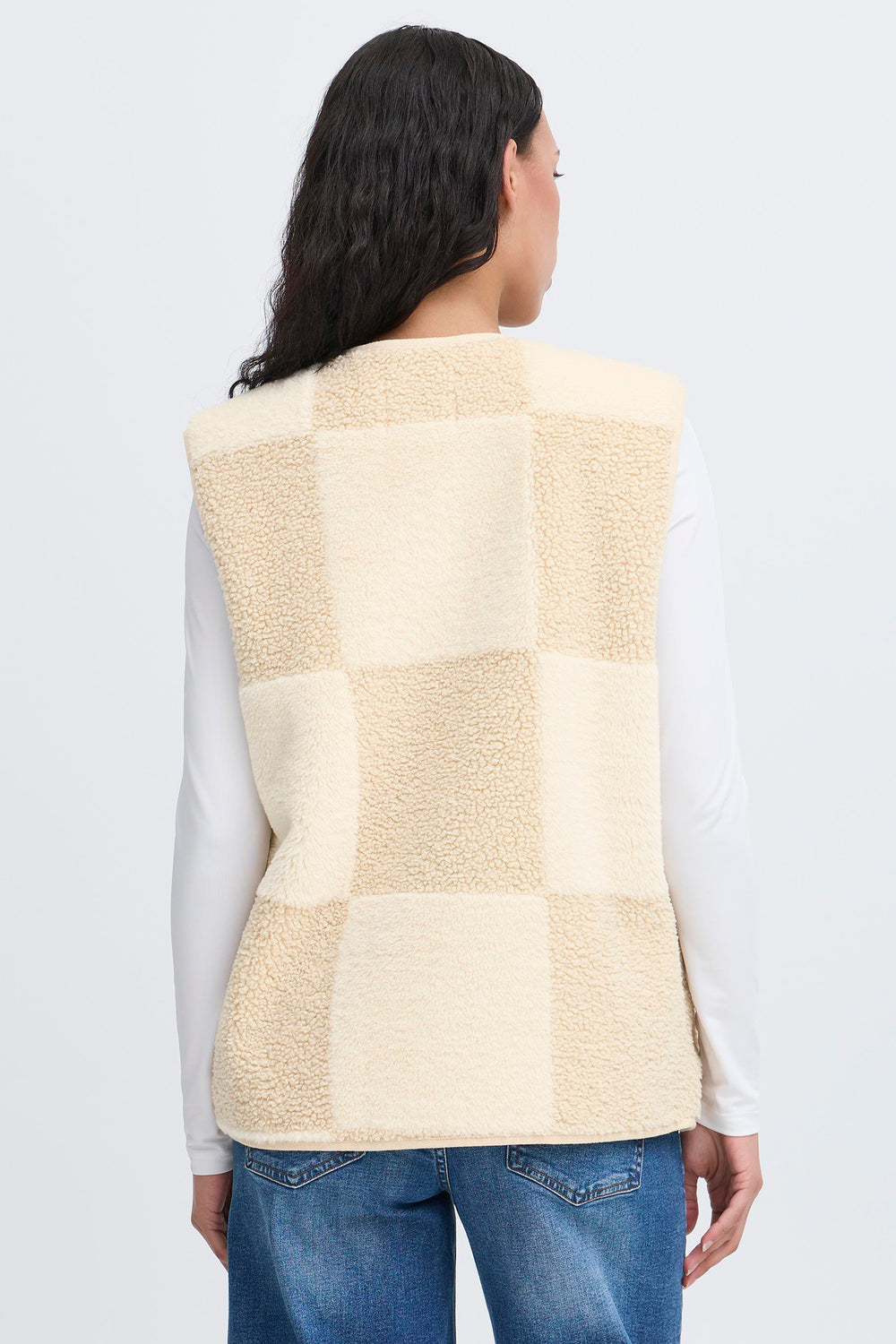 Ichi IHTonza Fog Cream Fleece Gilet Waistcoat 20123198 130607 - Shirley Allum Boutique