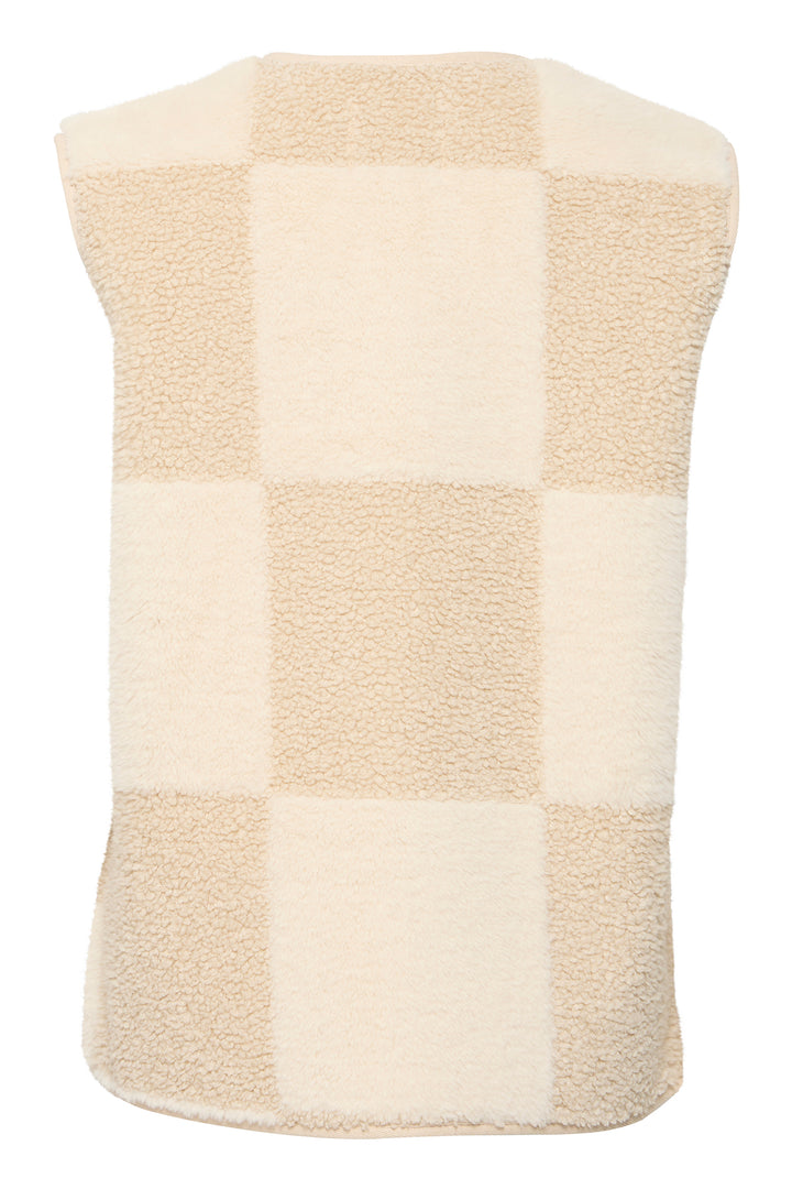 Ichi IHTonza Fog Cream Fleece Gilet Waistcoat 20123198 130607 - Shirley Allum Boutique