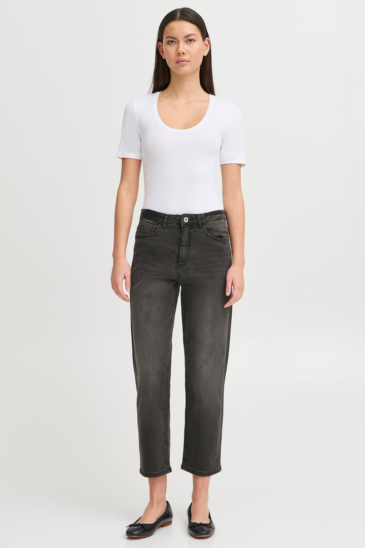 Ichi IHTwiggy Raven Washed Grey Cropped Jeans 20110967 19071 - Shirley Allum Boutique