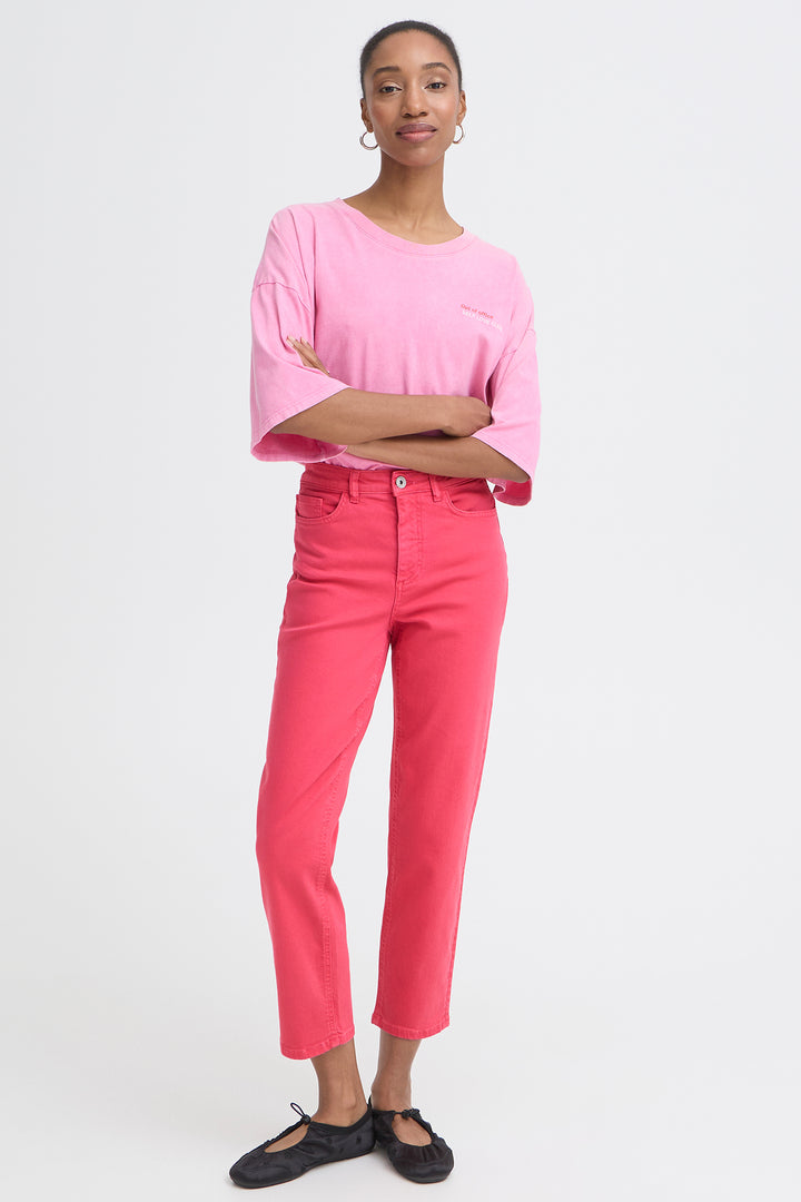 Ichi IHZIGGY 20114112 162126 Azalea Pink Cropped Trousers
