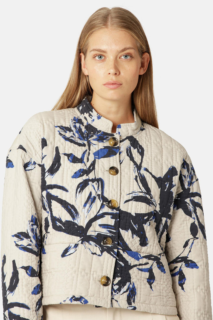 Ilse Jacobsen Coat Beige Artsy Stroke Flower QUILTTO01P 109 - Shirley Allum Boutique