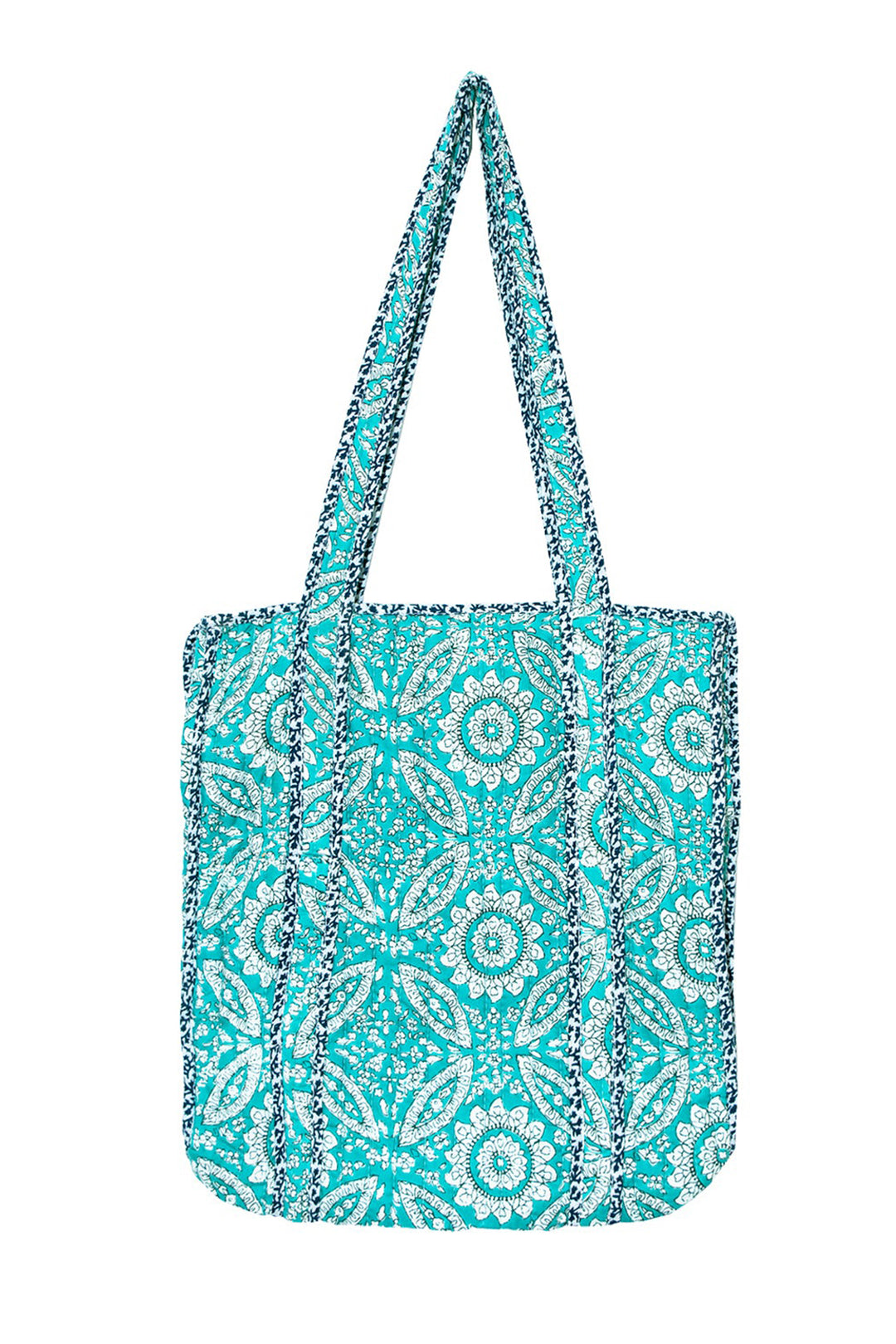 Inara Tote Bag Blue Mediterranean Mosaic Print - Shirley Allum Boutique