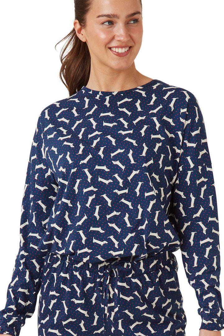 Indigo Sky Pyjamas Dachshund Navy Cotton Jersey IN42653 - Shirley Allum Boutique