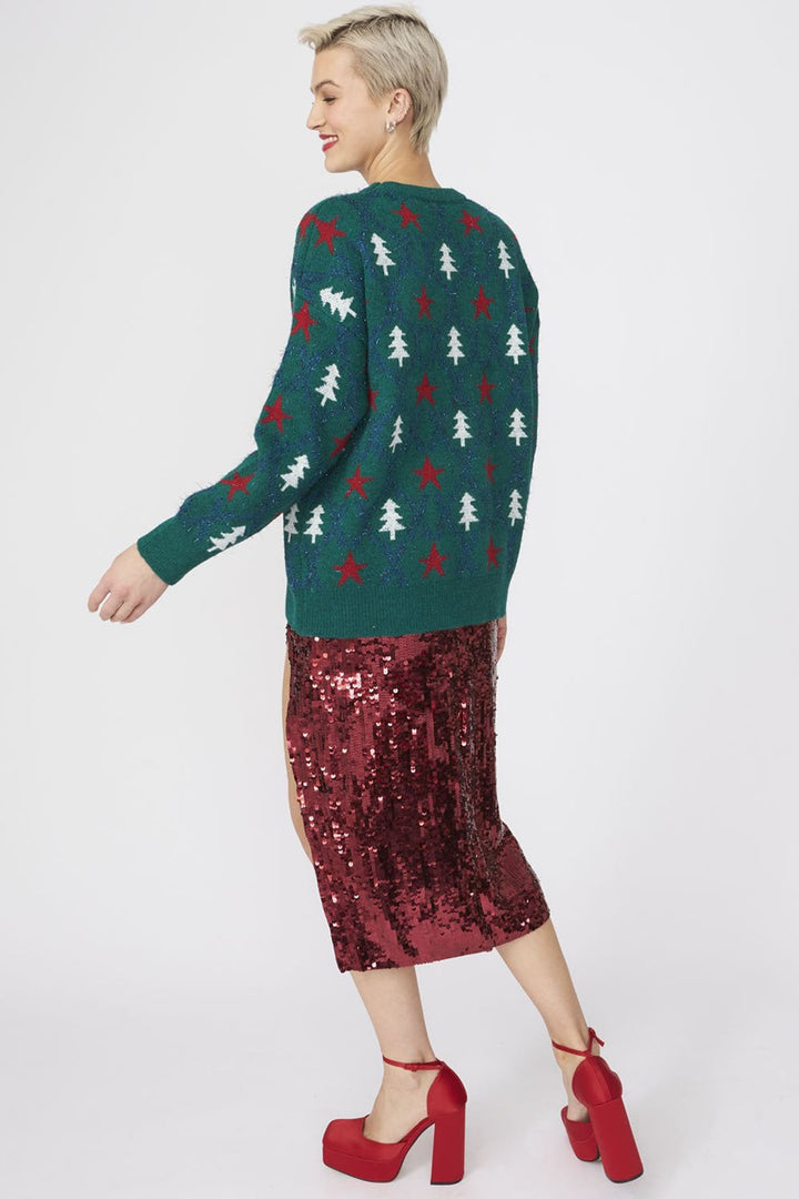 Jayley KNLJ31A-17L Cashmere Banana Peel Blend Green Christmas Jumper - Shirley Allum Boutique