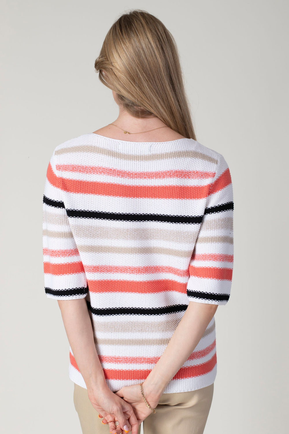 Jessica Graaf 27341-044 Orange Stripe Short Sleeve Jumper - Shirley Allum Boutique