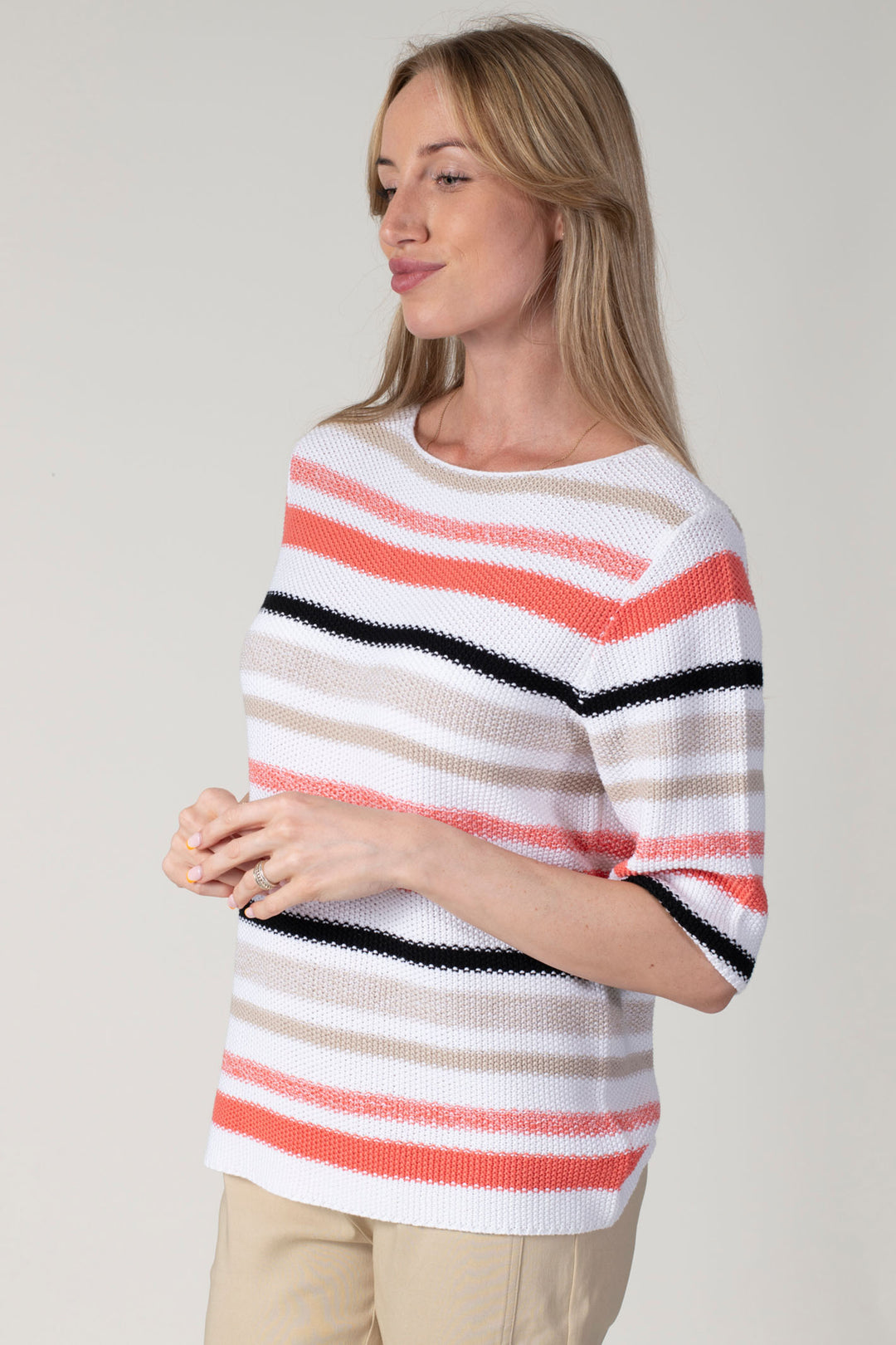 Jessica Graaf 27341-044 Orange Stripe Short Sleeve Jumper - Shirley Allum Boutique